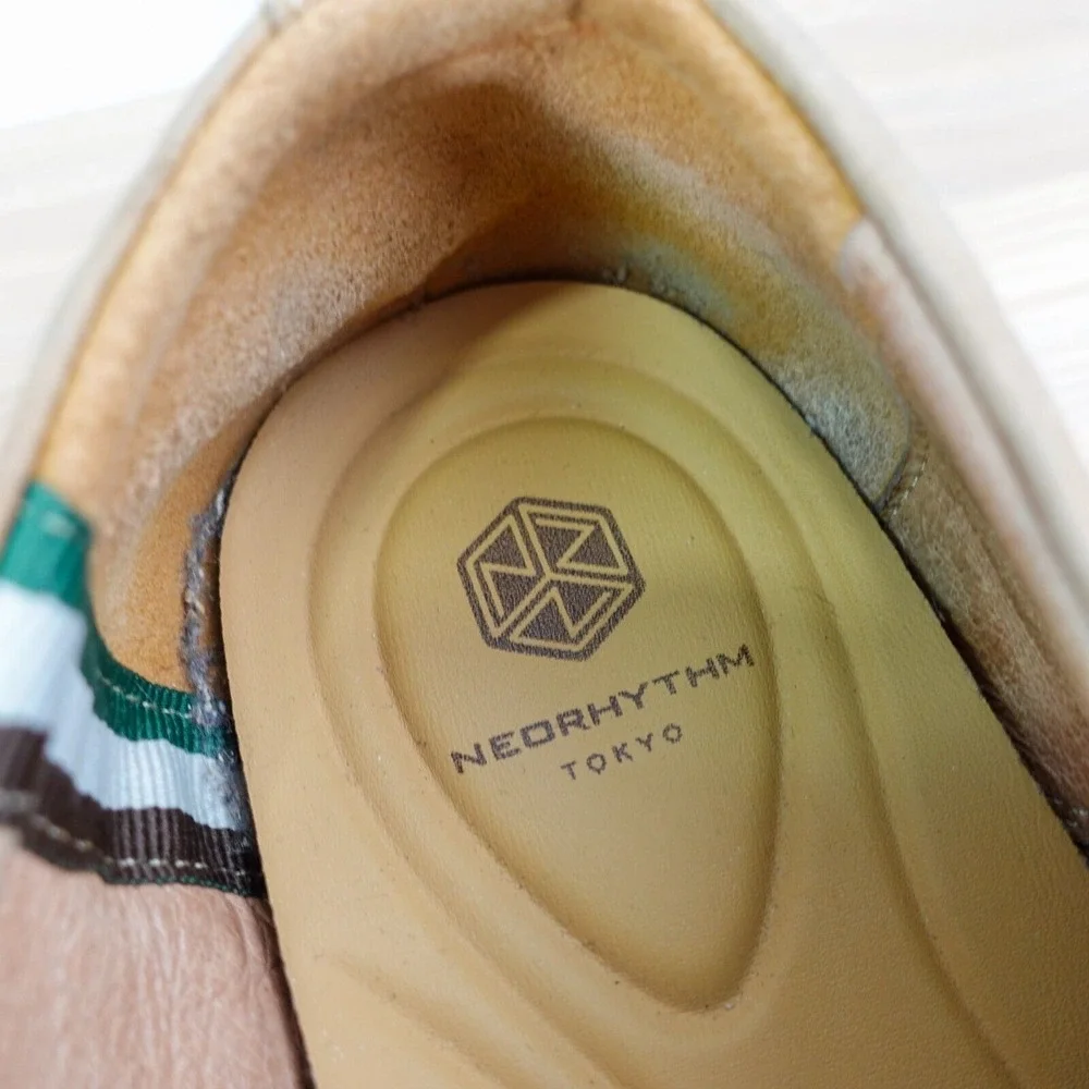 Japanese Whipstitch Boat Shoes Mens 9 Camel Leather Moc Blucher NEORHYTHM TOKYO